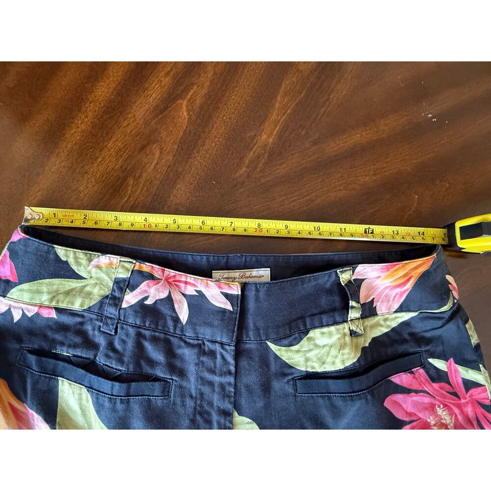 Tommy Bahama Floral Cropped Pants Womens Size 8 Navy Tropical Boho Bloom Stretch - Picture 3 of 7